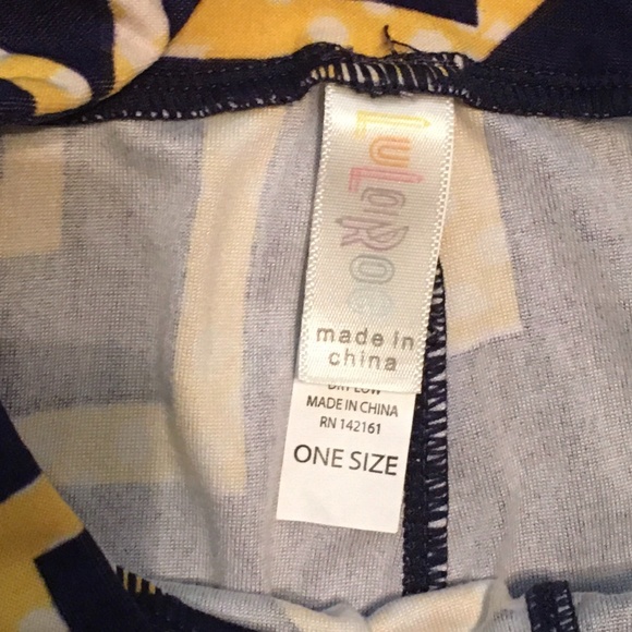 LIKE NEW LuLaRoe Navy & Yellow Leggings - OS - Picture 3 of 5